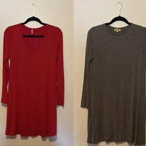 SET OF 2 DRESSES Piko 1988 Charcoal Long Sleeve Dress